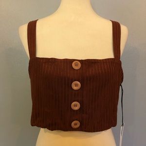 NWT Privacy Please REVOLVE Brown Faux Suede Cropped Top XL